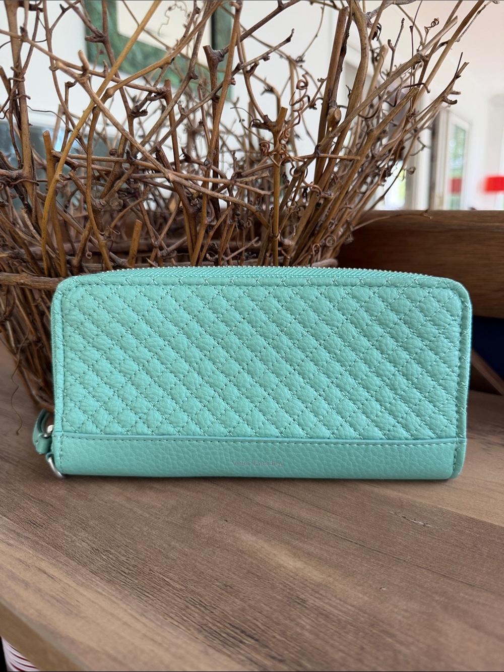 Vera Bradley Quilted Zip-Around Wallet in seafoam green - Picture 1 of 4